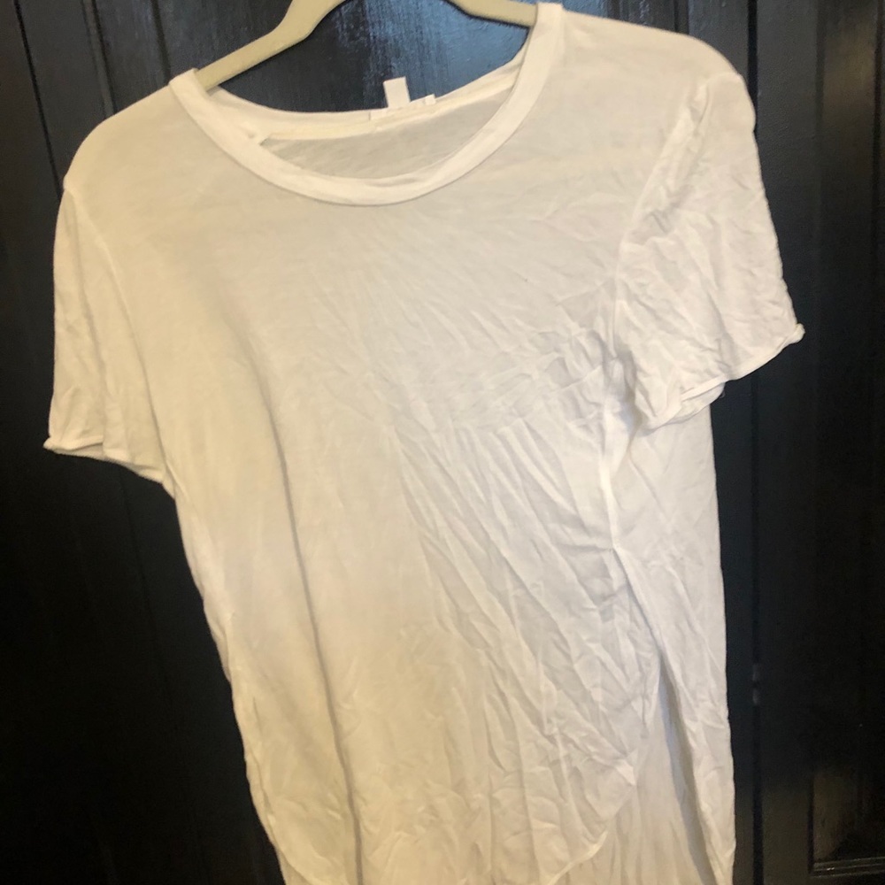 Aritzia Wilfred white scallop hem top